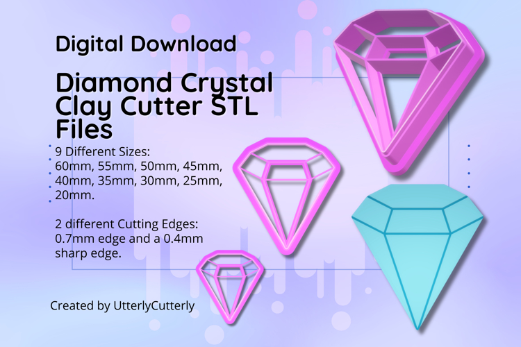 Clay Cutter STL File Diamond Crystal- Mystic Earring Digital