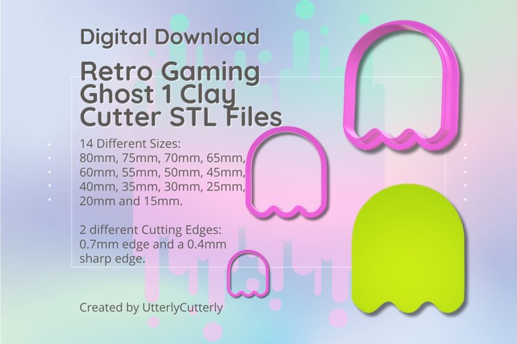 Retro Game Ghost Clay Cutter - Retro Game STL Digital File D