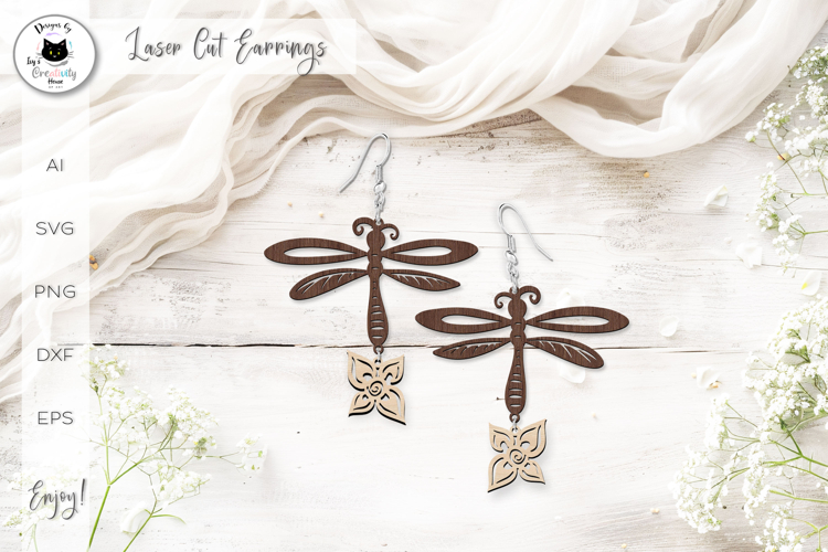 Dragonfly Laser Cut Earrings SVG | Laser Cut Jewelry