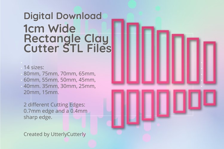 1cm Wide Rectangle Clay Cutter - STL Digital File