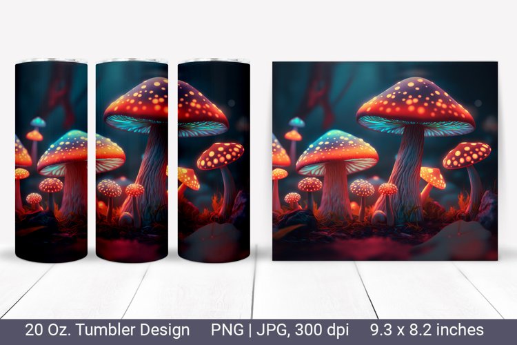 Magic mushrooms- 3d tumbler wrap, 3d sublimation design