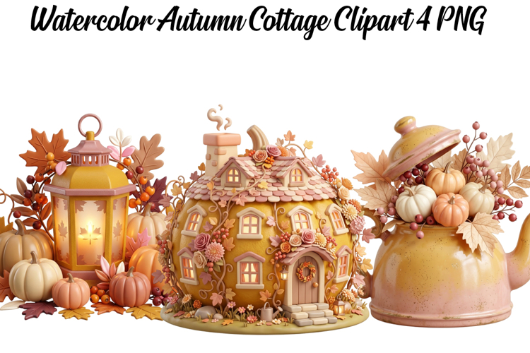 Watercolor Autumn Cottage Png Clipart