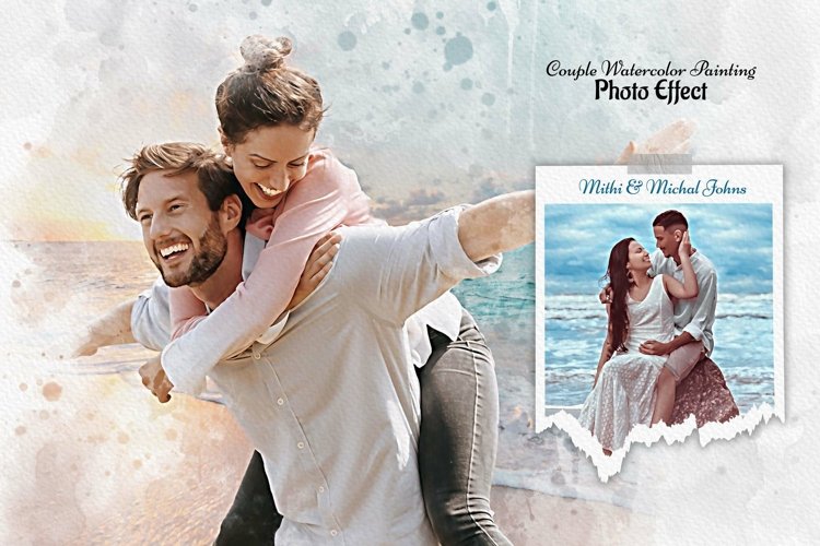 Couple Watercolor Painting Effect example image 1