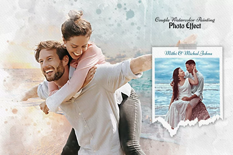 Couple Watercolor Painting Effect