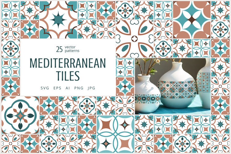 Mediterranean tiles vector patterns