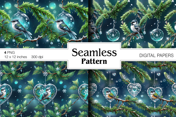 Christmas digital papers. Winter Seamless pattern