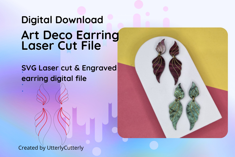 Art Deco Wings Circle Earring Laser Cut File- SVG FILE