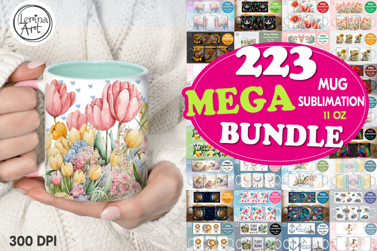 223 designs. Mug sublimation BUNDLE. 11oz mug wrap