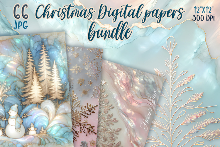 Christmas magic digital papers BUNDLE|Pink Scrap booking jpg