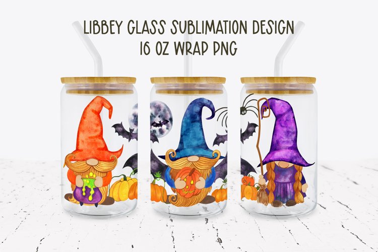 Gnome Wrap. Halloween Gnomes. Halloween Libbey Glass.