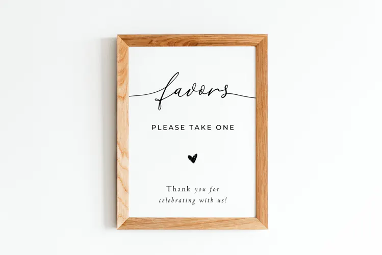 Modern Wedding Favors Sign Template