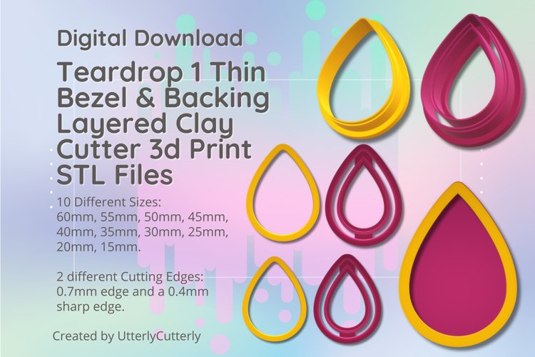 Clay Cutter STL File Teardrop Bezel Backing 1- Classic Earri