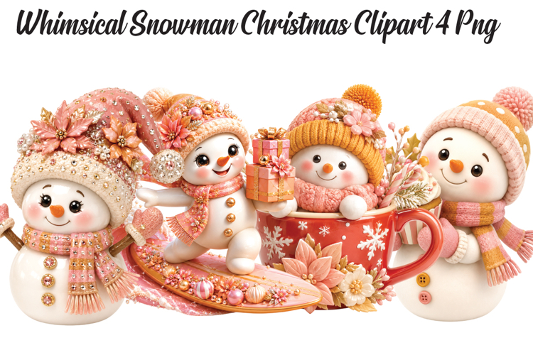 Whimsical Snowman Christmas Png Clipart
