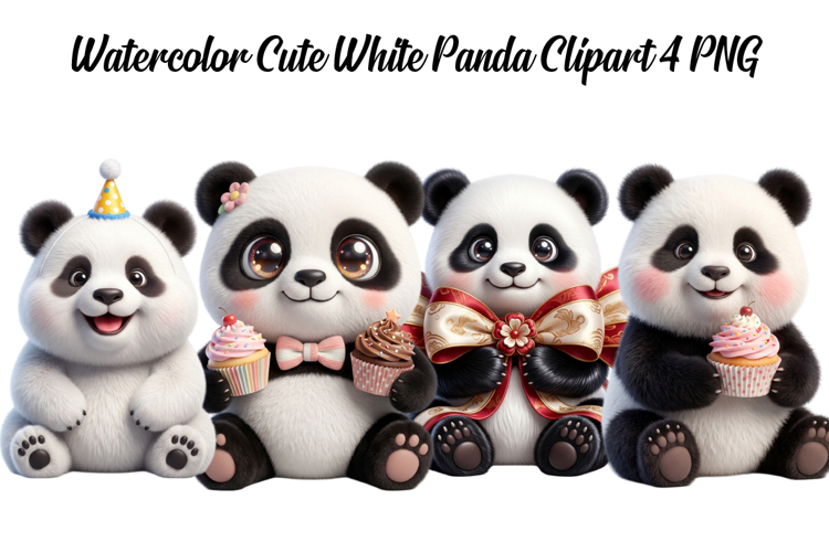 Watercolor Cute White Panda Png Clipart