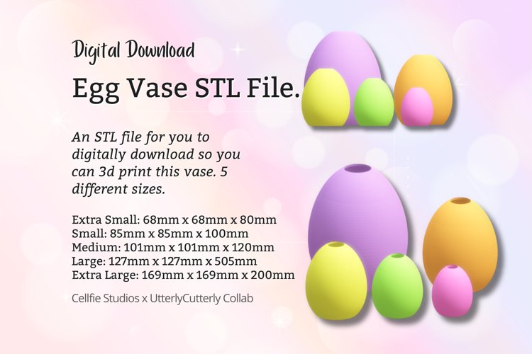 Easter Egg Vase 1 STL File - Digital Download -5 Sizes- Home
