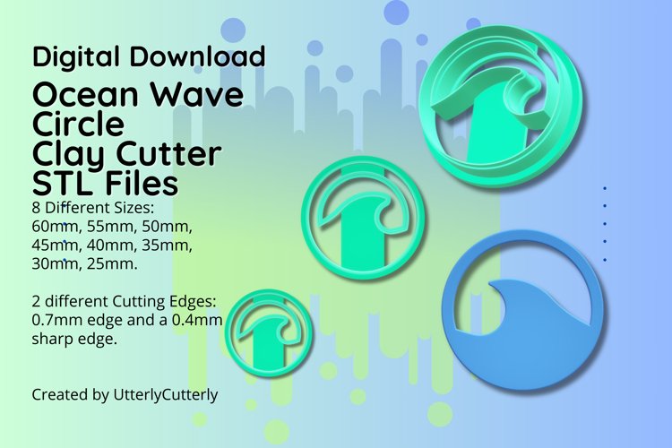 Clay Cutter STL File Ocean Wave - Nautical Earring Digital F example image 1