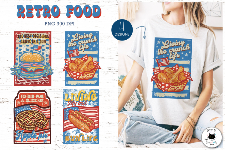 Vintage Americana Sublimation Designs | Retro Food PNG