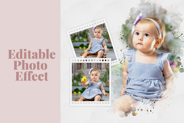 Watercolor Photo Frame Collage Art Effect