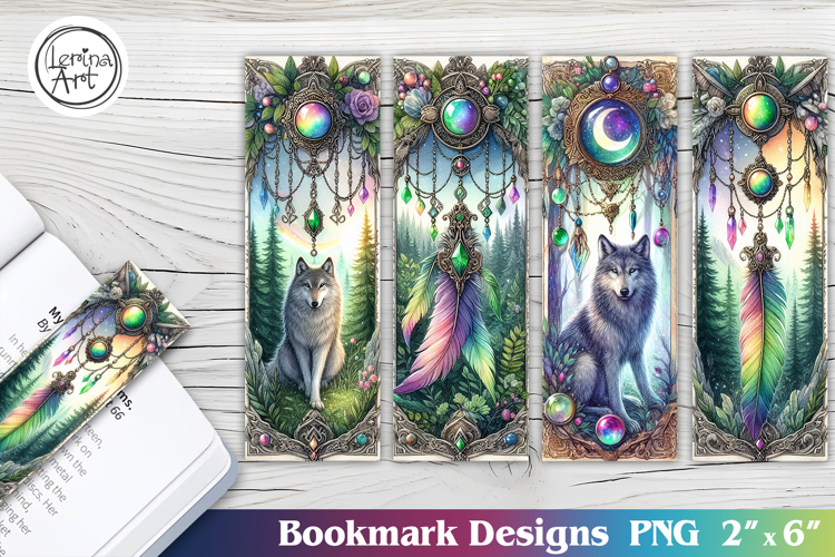 Wolf Dreamcatcher Printable Bookmark 4 PNG