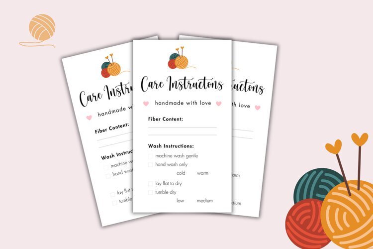 Printable Care Instruction Cards for Handmade Knitting example image 1
