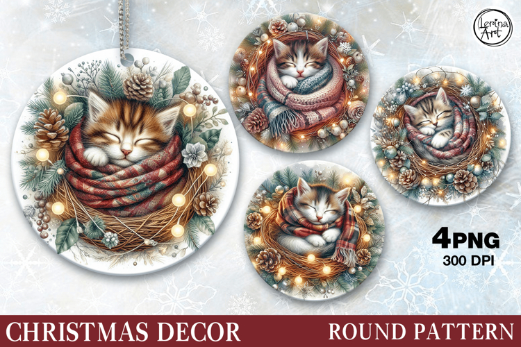 Christmas Decor | Cute Kitten| PNG Sublimation