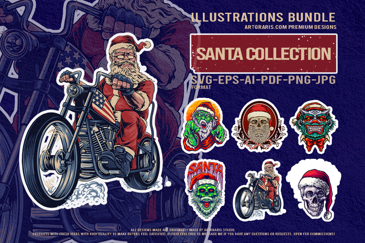 Dark Santa Claus Creepy Christmas Vector Bundle