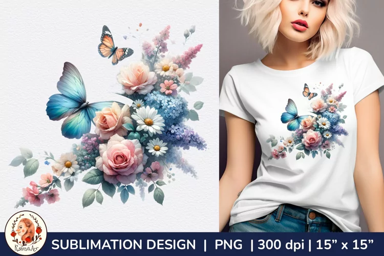 Cottagecore, Watercolor spring sublimation,wild flowers png