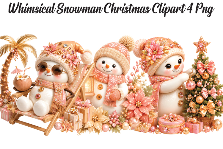 Whimsical Snowman Christmas Png Clipart