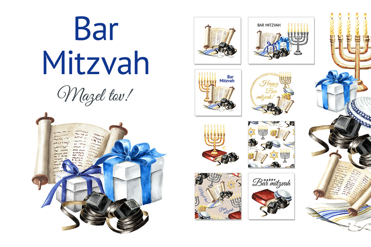 Bar Mitzvah. Watercolor collection