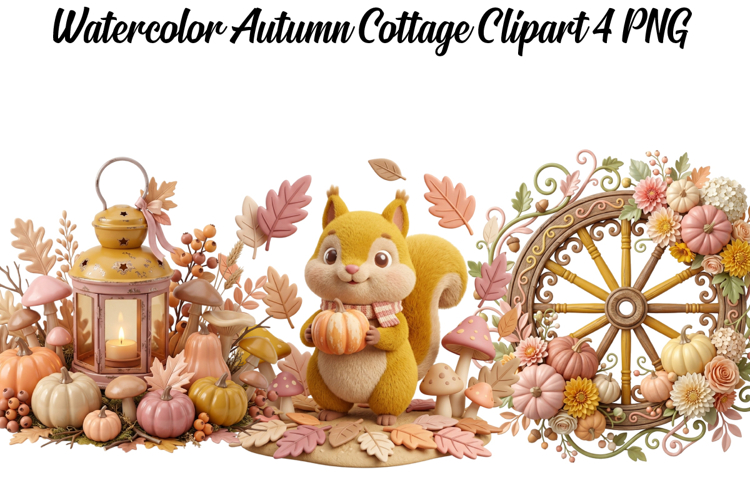 Watercolor Autumn Cottage Png Clipart