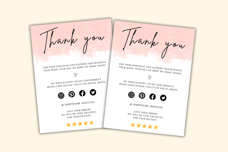 Small Business Thank You Cards Editable
