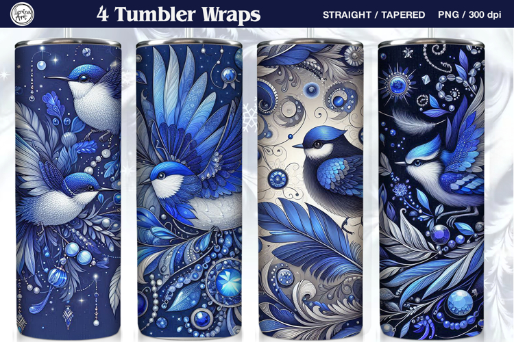 Blue Bird of luck Tumbler Sublimation, 20 oz