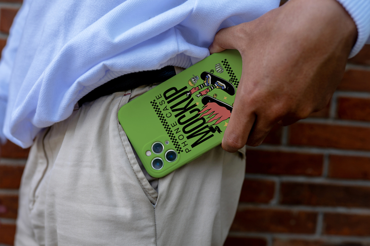 Phone Case Mockup Pocket Hold Scene