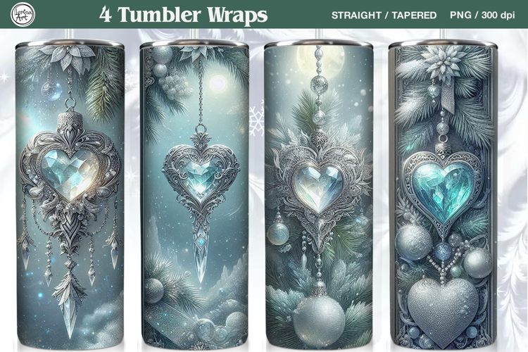 4 Christmas Heart Tumbler Wrap 20 oz