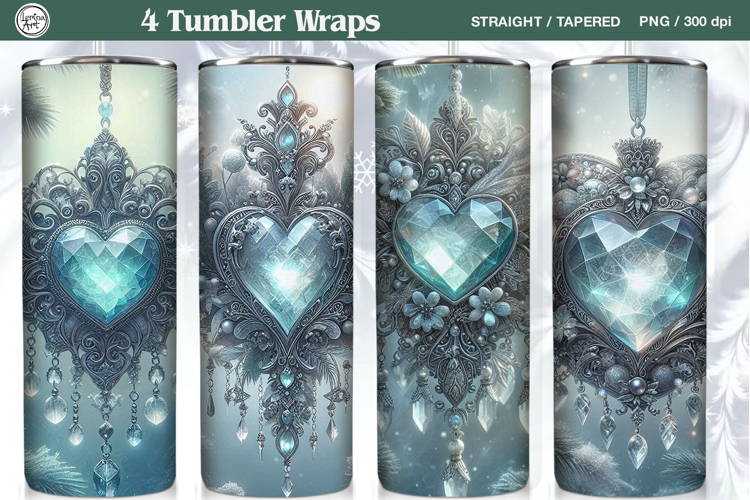 4 Christmas Heart Tumbler Wrap 20 oz