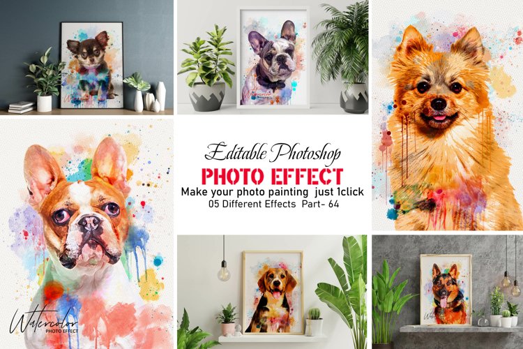 Watercolor Dog Painting Photo Effect example image 1