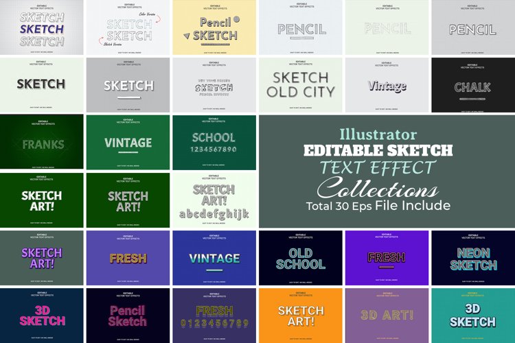 Editable Vector Sketch Text Effect example image 1