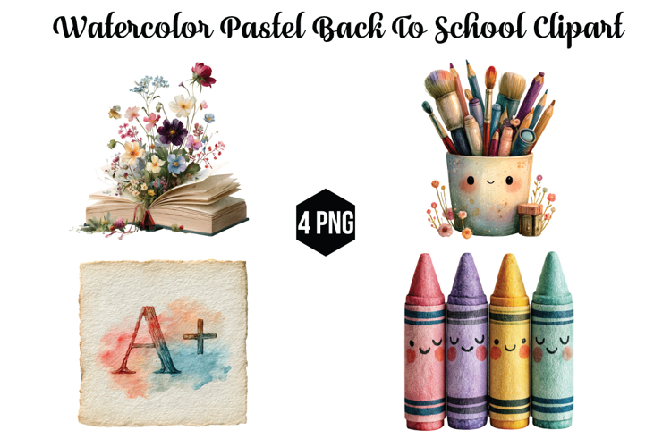 watercolor pastel back to school Png Clipart