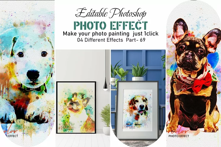 Dog Watercolor Painting Photo Effect