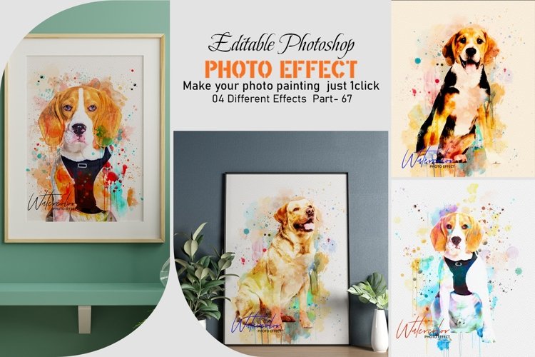 Editable Dog Watercolor Photo Effect example image 1