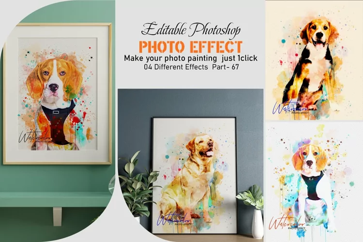 Editable Dog Watercolor Photo Effect