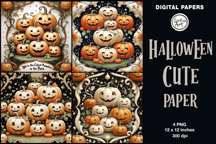 Halloween digital papers. Cute Halloween Pumpkins