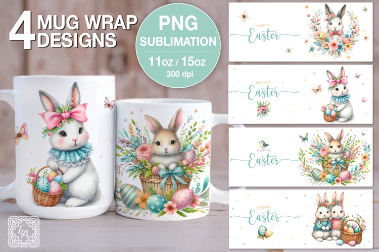 Easter Bunny PNG sublimation. 11   15 oz mug wrap
