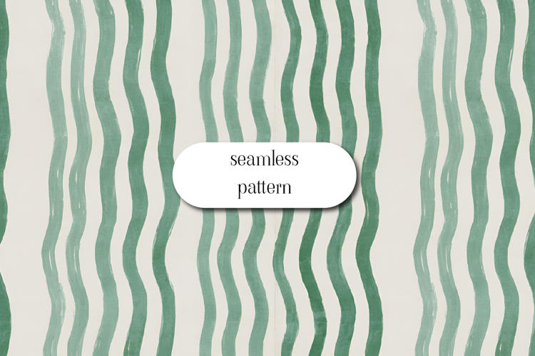 Wavy Stripe Seamless Pattern Sage Green Cream JPG example image 1