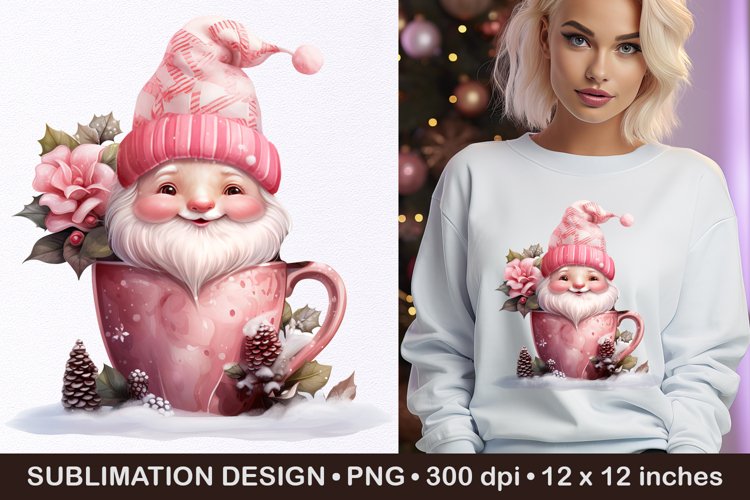 Pink Christmas gnome- Christmas coffee gnome