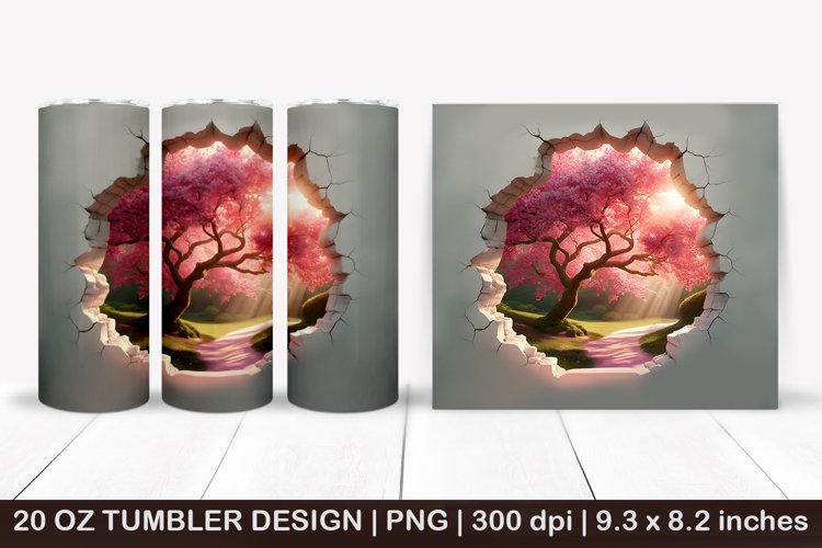 3D tumbler, 3D cracked wall, 3D Brocken wall, Spring Tumbler
