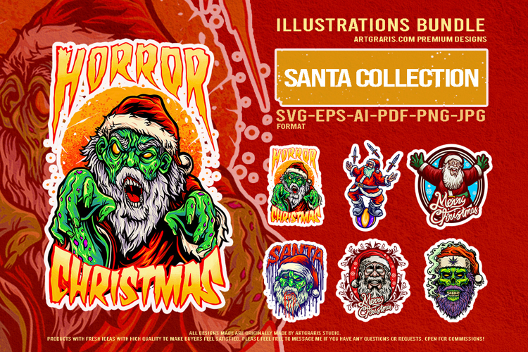 Zombie Saint Nicholas Cannabis Christmas Illustration Pack
