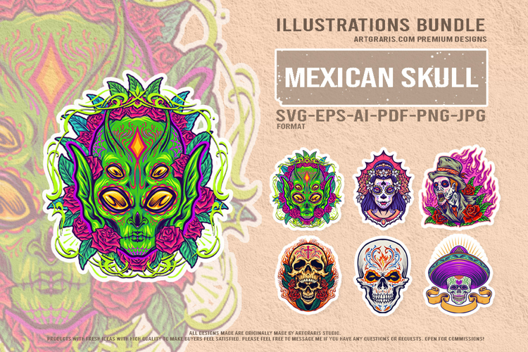 Sugar Skull Festival Illustrations With Mexican Heritages