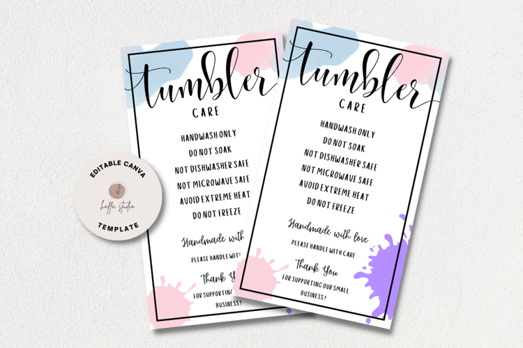 Tumbler Care Card for Small Business