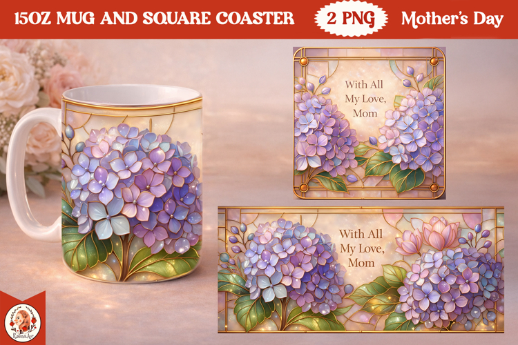 Mother’s Day luxury Mug & Coaster Sublimation Design